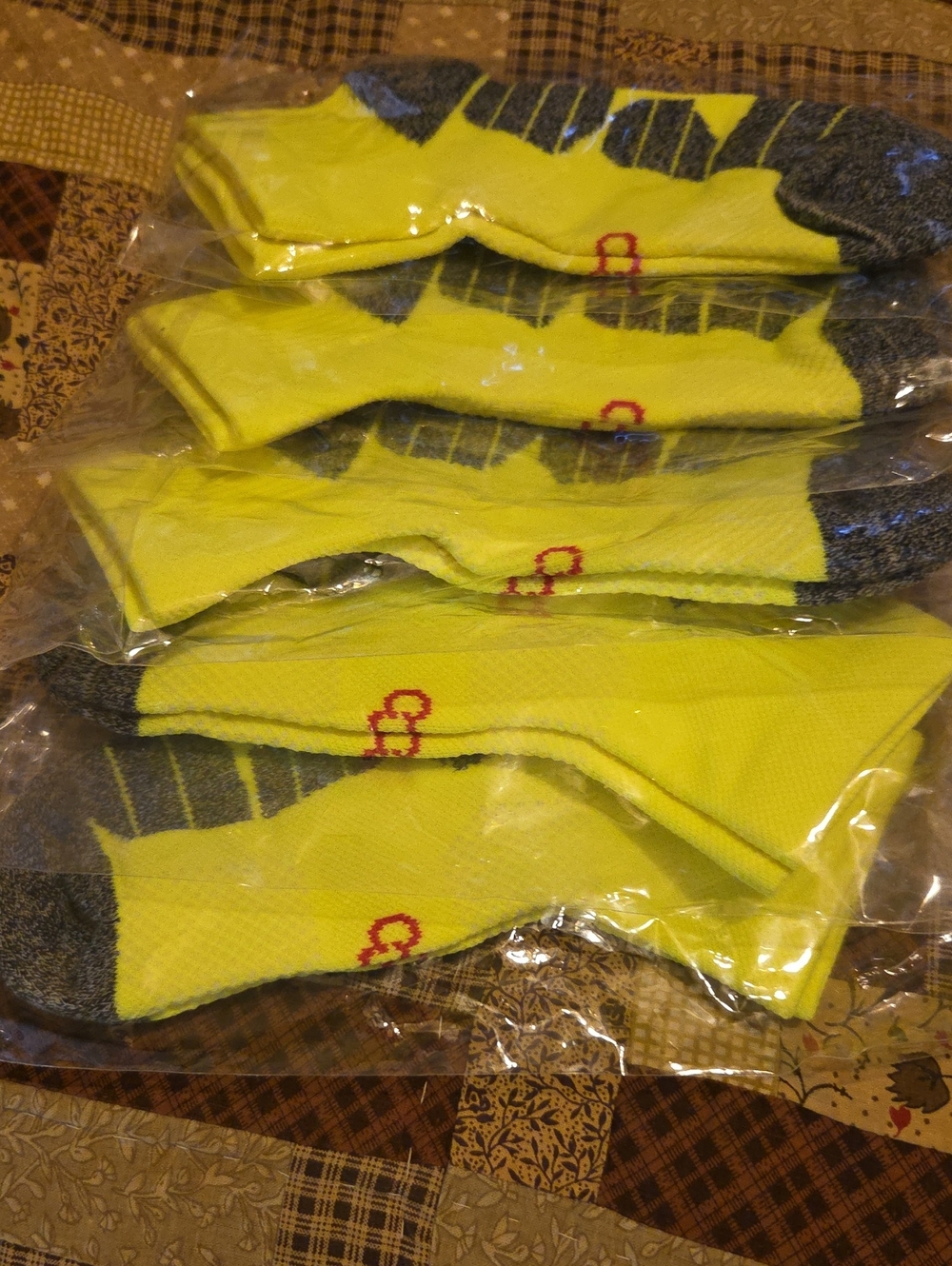 Men's Athletic Crew Socks - Neon Yellow with Gray Accents